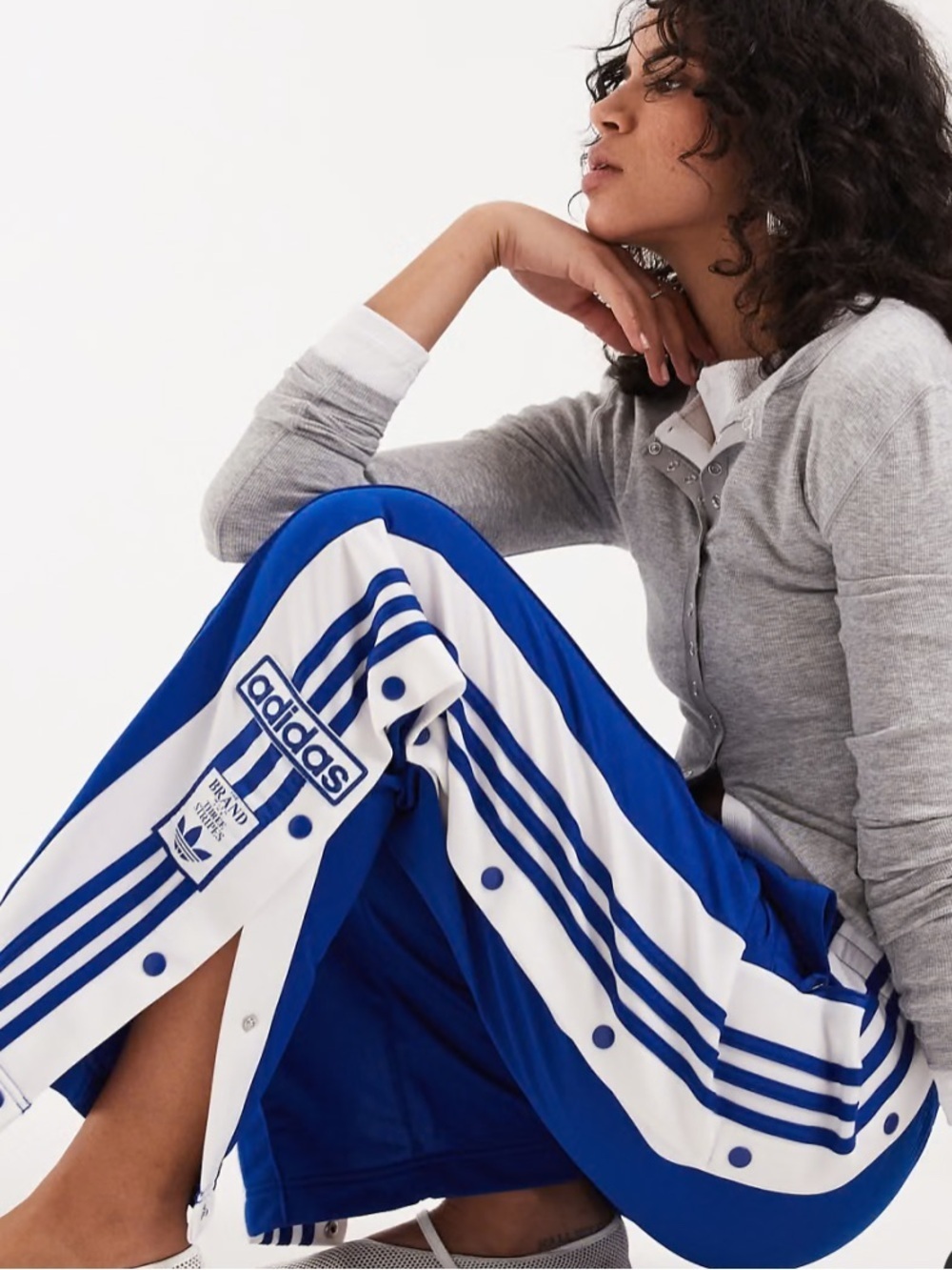 Adidas Blue Track Pants with Classic White Stripes - Picture 3 of 10